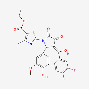 molecular formula C26H23FN2O7S B15084629 ethyl 2-[3-(3-fluoro-4-methylbenzoyl)-4-hydroxy-2-(4-hydroxy-3-methoxyphenyl)-5-oxo-2,5-dihydro-1H-pyrrol-1-yl]-4-methyl-1,3-thiazole-5-carboxylate 