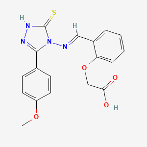 molecular formula C18H16N4O4S B15084631 {2-[(E)-{[3-(4-methoxyphenyl)-5-thioxo-1,5-dihydro-4H-1,2,4-triazol-4-yl]imino}methyl]phenoxy}acetic acid 