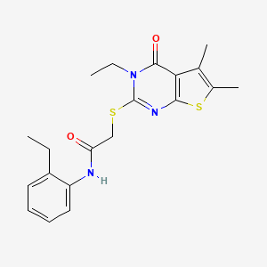 2-((3-Ethyl-5,6-dimethyl-4-oxo-3,4-dihydrothieno[2,3-d]pyrimidin-2-yl)thio)-N-(2-ethylphenyl)acetamide