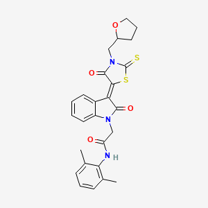 N-(2,6-Dimethylphenyl)-2-{(3Z)-2-oxo-3-[4-oxo-3-(tetrahydro-2-furanylmethyl)-2-thioxo-1,3-thiazolidin-5-ylidene]-2,3-dihydro-1H-indol-1-YL}acetamide