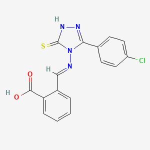 molecular formula C16H11ClN4O2S B15084671 2-((E)-{[3-(4-chlorophenyl)-5-sulfanyl-4H-1,2,4-triazol-4-yl]imino}methyl)benzoic acid 