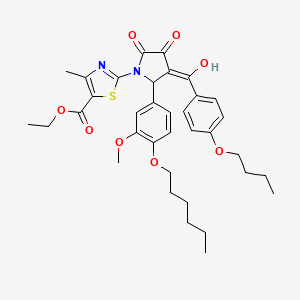 ethyl 2-{3-[(4-butoxyphenyl)carbonyl]-2-[4-(hexyloxy)-3-methoxyphenyl]-4-hydroxy-5-oxo-2,5-dihydro-1H-pyrrol-1-yl}-4-methyl-1,3-thiazole-5-carboxylate