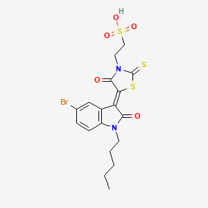 molecular formula C18H19BrN2O5S3 B15084708 2-(5-(5-Bromo-2-oxo-1-pentylindolin-3-ylidene)-4-oxo-2-thioxothiazolidin-3-yl)ethanesulfonic acid CAS No. 618077-01-3