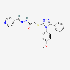 molecular formula C24H22N6O2S B15084748 2-{[4-(4-ethoxyphenyl)-5-phenyl-4H-1,2,4-triazol-3-yl]sulfanyl}-N'-[(E)-pyridin-4-ylmethylidene]acetohydrazide 