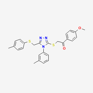 1-(4-Methoxyphenyl)-2-((4-(m-tolyl)-5-((p-tolylthio)methyl)-4H-1,2,4-triazol-3-yl)thio)ethanone