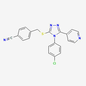 molecular formula C21H14ClN5S B15084823 4-({[4-(4-chlorophenyl)-5-(pyridin-4-yl)-4H-1,2,4-triazol-3-yl]sulfanyl}methyl)benzonitrile 