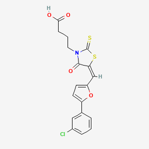 molecular formula C18H14ClNO4S2 B15084871 4-((5E)-5-{[5-(3-Chlorophenyl)-2-furyl]methylene}-4-oxo-2-thioxo-1,3-thiazolidin-3-YL)butanoic acid 