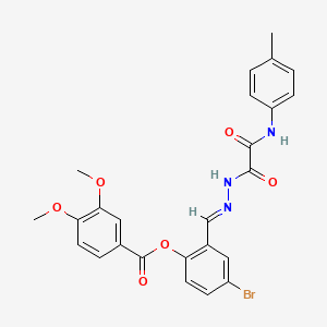 4-BR-2-(2-(Oxo(4-toluidino)acetyl)carbohydrazonoyl)phenyl 3,4-dimethoxybenzoate