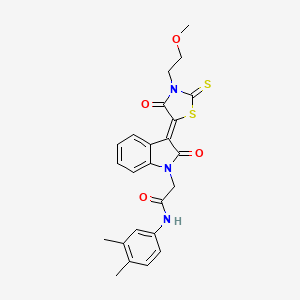 N-(3,4-dimethylphenyl)-2-{(3Z)-3-[3-(2-methoxyethyl)-4-oxo-2-thioxo-1,3-thiazolidin-5-ylidene]-2-oxo-2,3-dihydro-1H-indol-1-yl}acetamide