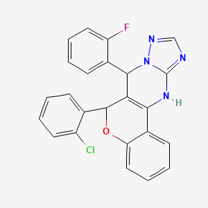 molecular formula C24H16ClFN4O B15084913 6-(2-chlorophenyl)-7-(2-fluorophenyl)-7,12-dihydro-6H-chromeno[4,3-d][1,2,4]triazolo[1,5-a]pyrimidine 