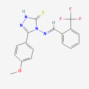 5-(4-methoxyphenyl)-4-({(E)-[2-(trifluoromethyl)phenyl]methylidene}amino)-2,4-dihydro-3H-1,2,4-triazole-3-thione