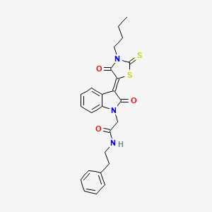 2-[(3Z)-3-(3-butyl-4-oxo-2-thioxo-1,3-thiazolidin-5-ylidene)-2-oxo-2,3-dihydro-1H-indol-1-yl]-N-(2-phenylethyl)acetamide