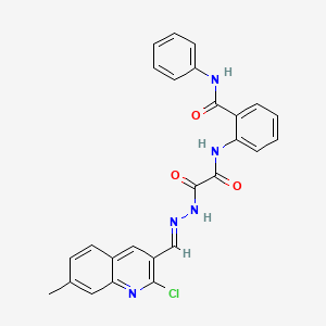 2-(2-(2-((2-Chloro-7-methylquinolin-3-yl)methylene)hydrazinyl)-2-oxoacetamido)-N-phenylbenzamide