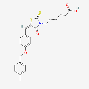 molecular formula C24H25NO4S2 B15084980 6-((5E)-5-{4-[(4-Methylbenzyl)oxy]benzylidene}-4-oxo-2-thioxo-1,3-thiazolidin-3-YL)hexanoic acid 