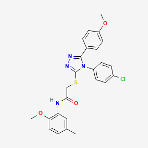 molecular formula C25H23ClN4O3S B15084991 2-{[4-(4-chlorophenyl)-5-(4-methoxyphenyl)-4H-1,2,4-triazol-3-yl]sulfanyl}-N-(2-methoxy-5-methylphenyl)acetamide 