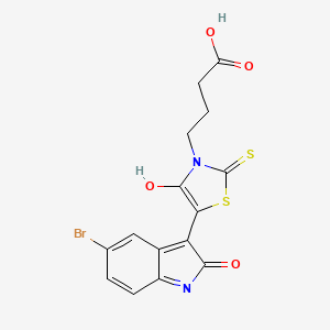 4-[(5Z)-5-(5-bromo-2-oxo-1,2-dihydro-3H-indol-3-ylidene)-4-oxo-2-thioxo-1,3-thiazolidin-3-yl]butanoic acid