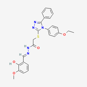 molecular formula C26H25N5O4S B15085050 2-{[4-(4-ethoxyphenyl)-5-phenyl-4H-1,2,4-triazol-3-yl]sulfanyl}-N'-[(E)-(2-hydroxy-3-methoxyphenyl)methylidene]acetohydrazide 