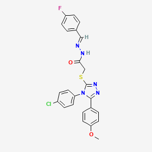 2-{[4-(4-chlorophenyl)-5-(4-methoxyphenyl)-4H-1,2,4-triazol-3-yl]sulfanyl}-N'-[(E)-(4-fluorophenyl)methylidene]acetohydrazide