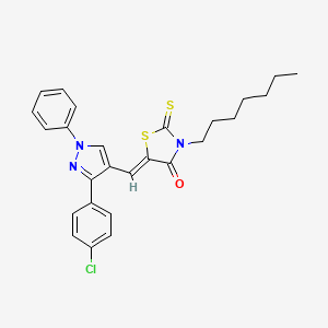 molecular formula C26H26ClN3OS2 B15085067 (5Z)-5-{[3-(4-Chlorophenyl)-1-phenyl-1H-pyrazol-4-YL]methylene}-3-heptyl-2-thioxo-1,3-thiazolidin-4-one CAS No. 623935-96-6