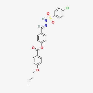 molecular formula C24H23ClN2O5S B15085093 4-(2-((4-Chlorophenyl)sulfonyl)carbohydrazonoyl)phenyl 4-butoxybenzoate CAS No. 765910-10-9