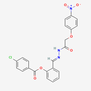 2-(2-((4-Nitrophenoxy)acetyl)carbohydrazonoyl)phenyl 4-chlorobenzoate