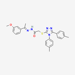 2-{[4,5-bis(4-methylphenyl)-4H-1,2,4-triazol-3-yl]sulfanyl}-N'-[(1E)-1-(3-methoxyphenyl)ethylidene]acetohydrazide