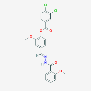 molecular formula C23H18Cl2N2O5 B15085116 2-Methoxy-4-(2-(2-methoxybenzoyl)carbohydrazonoyl)phenyl 3,4-dichlorobenzoate CAS No. 478666-04-5