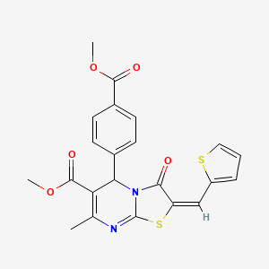 Methyl 5-(4-(methoxycarbonyl)phenyl)-7-methyl-3-oxo-2-(thiophen-2-ylmethylene)-3,5-dihydro-2H-thiazolo[3,2-a]pyrimidine-6-carboxylate