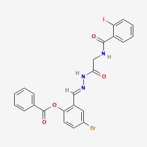 4-Bromo-2-(2-(((2-iodobenzoyl)amino)acetyl)carbohydrazonoyl)phenyl benzoate