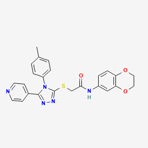 molecular formula C24H21N5O3S B15085156 N-(2,3-dihydro-1,4-benzodioxin-6-yl)-2-{[4-(4-methylphenyl)-5-(pyridin-4-yl)-4H-1,2,4-triazol-3-yl]sulfanyl}acetamide 