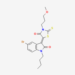 molecular formula C19H21BrN2O3S2 B15085198 (3Z)-5-bromo-1-butyl-3-[3-(3-methoxypropyl)-4-oxo-2-thioxo-1,3-thiazolidin-5-ylidene]-1,3-dihydro-2H-indol-2-one 