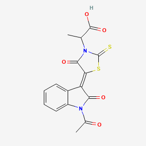 2-[(5Z)-5-(1-acetyl-2-oxo-1,2-dihydro-3H-indol-3-ylidene)-4-oxo-2-thioxo-1,3-thiazolidin-3-yl]propanoic acid