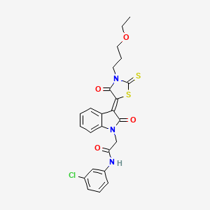 N-(3-chlorophenyl)-2-{(3Z)-3-[3-(3-ethoxypropyl)-4-oxo-2-thioxo-1,3-thiazolidin-5-ylidene]-2-oxo-2,3-dihydro-1H-indol-1-yl}acetamide