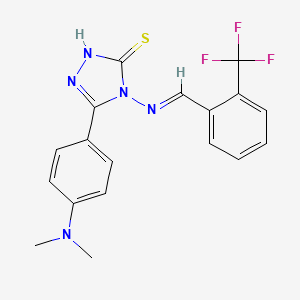 molecular formula C18H16F3N5S B15085269 5-[4-(dimethylamino)phenyl]-4-({(E)-[2-(trifluoromethyl)phenyl]methylidene}amino)-4H-1,2,4-triazol-3-yl hydrosulfide 