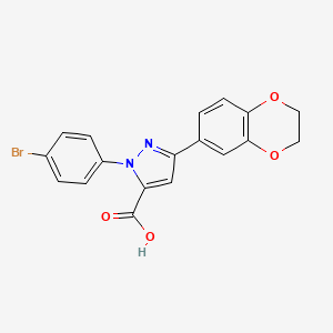 molecular formula C18H13BrN2O4 B15085323 1-(4-Bromophenyl)-3-(2,3-dihydrobenzo[B][1,4]dioxin-7-YL)-1H-pyrazole-5-carboxylic acid CAS No. 618383-03-2