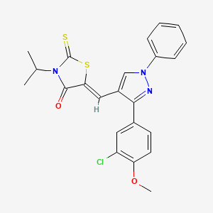 (5Z)-5-{[3-(3-Chloro-4-methoxyphenyl)-1-phenyl-1H-pyrazol-4-YL]methylene}-3-isopropyl-2-thioxo-1,3-thiazolidin-4-one