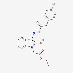 molecular formula C20H18ClN3O4 B15085392 Ethyl 2-(3-(2-(2-(4-chlorophenyl)acetyl)hydrazono)-2-oxoindolin-1-yl)acetate CAS No. 624726-30-3