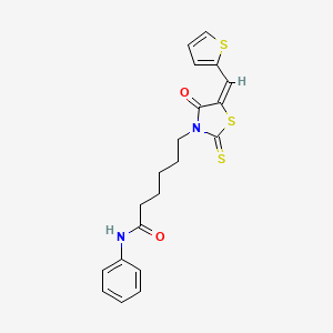 6-[(5E)-4-oxo-5-(thiophen-2-ylmethylidene)-2-thioxo-1,3-thiazolidin-3-yl]-N-phenylhexanamide