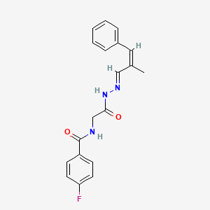 4-F-N-(2-(2-(2-Methyl-3-phenyl-2-propenylidene)hydrazino)-2-oxoethyl)benzamide