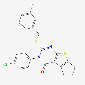 3-(4-chlorophenyl)-2-[(3-fluorobenzyl)sulfanyl]-3,5,6,7-tetrahydro-4H-cyclopenta[4,5]thieno[2,3-d]pyrimidin-4-one