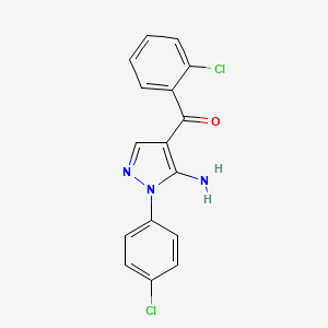 molecular formula C16H11Cl2N3O B15085449 (5-Amino-1-(4-chlorophenyl)-1H-pyrazol-4-YL)(2-chlorophenyl)methanone CAS No. 618091-32-0