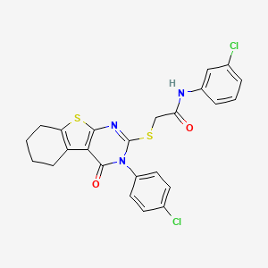 molecular formula C24H19Cl2N3O2S2 B15085457 N-(3-chlorophenyl)-2-{[3-(4-chlorophenyl)-4-oxo-3,4,5,6,7,8-hexahydro[1]benzothieno[2,3-d]pyrimidin-2-yl]sulfanyl}acetamide 