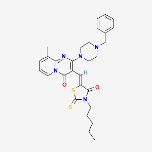 2-(4-Benzyl-1-piperazinyl)-9-methyl-3-[(Z)-(4-oxo-3-pentyl-2-thioxo-1,3-thiazolidin-5-ylidene)methyl]-4H-pyrido[1,2-A]pyrimidin-4-one