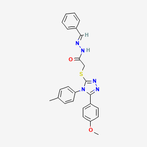 2-{[5-(4-methoxyphenyl)-4-(4-methylphenyl)-4H-1,2,4-triazol-3-yl]sulfanyl}-N'-[(E)-phenylmethylidene]acetohydrazide