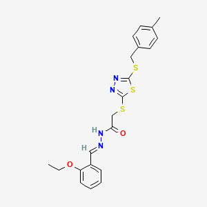 N'-[(E)-(2-ethoxyphenyl)methylidene]-2-({5-[(4-methylbenzyl)sulfanyl]-1,3,4-thiadiazol-2-yl}sulfanyl)acetohydrazide