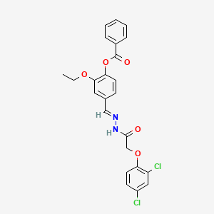 4-((E)-{[(2,4-dichlorophenoxy)acetyl]hydrazono}methyl)-2-ethoxyphenyl benzoate