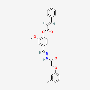 2-Methoxy-4-((2-(2-(m-tolyloxy)acetyl)hydrazono)methyl)phenyl cinnamate