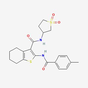 molecular formula C21H24N2O4S2 B15085647 N-(1,1-dioxidotetrahydrothiophen-3-yl)-2-{[(4-methylphenyl)carbonyl]amino}-4,5,6,7-tetrahydro-1-benzothiophene-3-carboxamide 