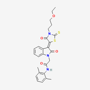 N-(2,6-dimethylphenyl)-2-{(3Z)-3-[3-(3-ethoxypropyl)-4-oxo-2-thioxo-1,3-thiazolidin-5-ylidene]-2-oxo-2,3-dihydro-1H-indol-1-yl}acetamide