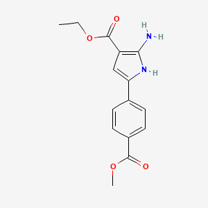 molecular formula C15H16N2O4 B1508568 Ethyl 2-amino-5-(4-(methoxycarbonyl)phenyl)-1H-pyrrole-3-carboxylate CAS No. 1011716-95-2
